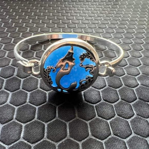 Mermaid Bracelet with Blue Sea Glass 18K White Gold Plated - Picture 1 of 1